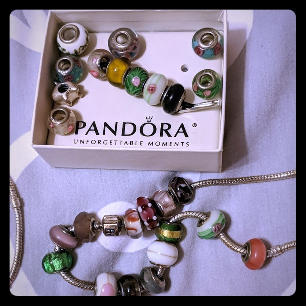 Pandora Necklace, Bracelet, and Beads